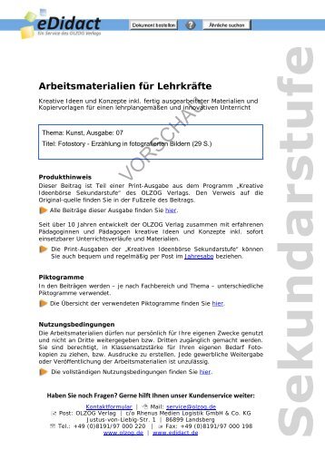 Arbeitsmaterialien Sekundarstufe - Fotostory - Erzählung in ...