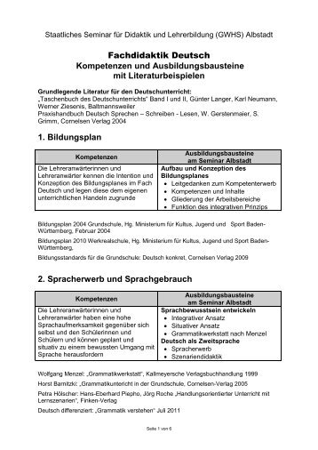 Kompetenzen und Ausbildungsbausteine - Staatliches Seminar ...