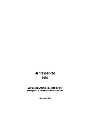 Jahresbericht 1994 - Senckenberg Deutsches Entomologisches ...