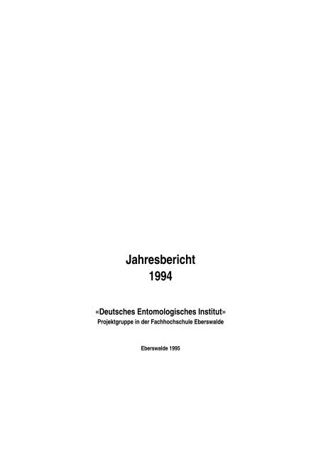 Jahresbericht 1994 - Senckenberg Deutsches Entomologisches ...