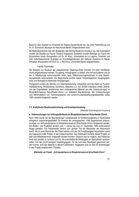 Jahresbericht 1994 - Senckenberg Deutsches Entomologisches ...