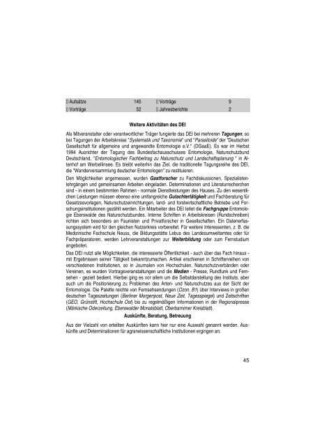 Jahresbericht 1994 - Senckenberg Deutsches Entomologisches ...