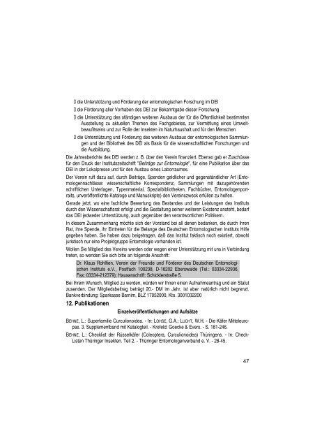 Jahresbericht 1994 - Senckenberg Deutsches Entomologisches ...