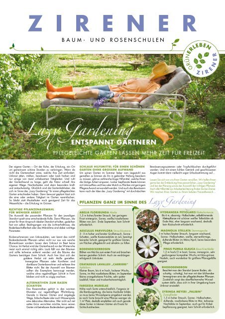 Lazy Gardening Entspannt Gärtnern ZIRENER Baum