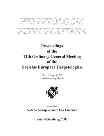 HERPETOLOGIA PETROPOLITANA Proceedings of the 12th - SEH