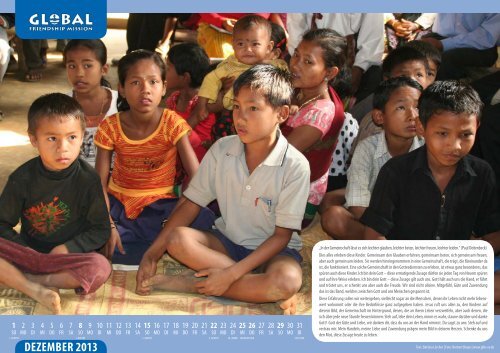Kalender 2013 mit Bildern aus Tripura - Global Friendship Mission eV