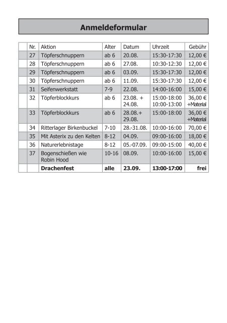 Ferienprogramm Sommer 2012 - Markt Lappersdorf