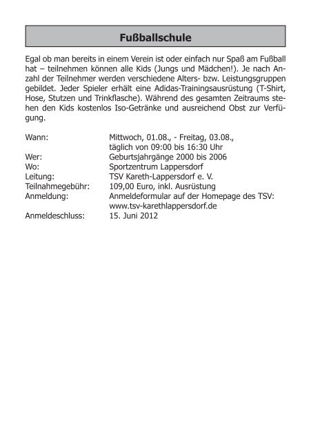 Ferienprogramm Sommer 2012 - Markt Lappersdorf