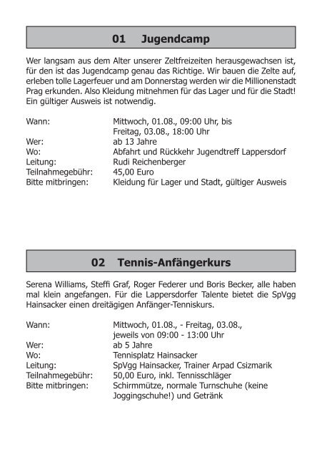 Ferienprogramm Sommer 2012 - Markt Lappersdorf