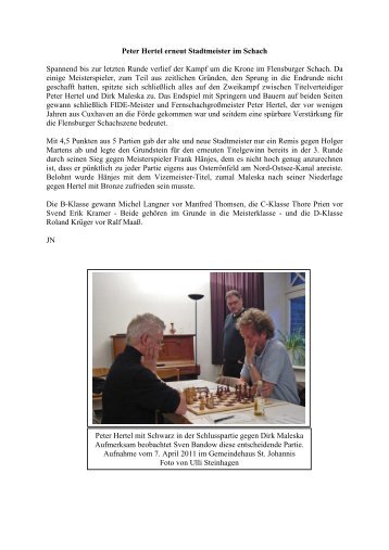 Peter Hertel erneut Stadtmeister im Schach Spannend bis zur ...