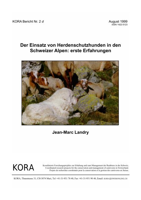 Der Einsatz von Herdenschutzhunden in den Schweizer ... - Kora.ch