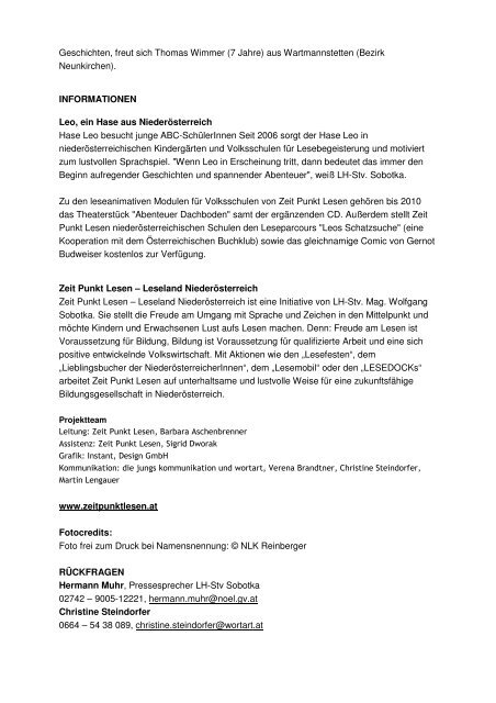 Leos Lesepass – Preisverleihung (PDF) - Zeit Punkt Lesen