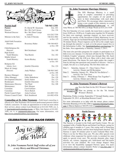 CELEBRATIONS AND MAJOR EVENTS - St. John Neumann