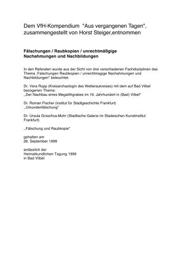 Fälschungen, div. Verfasser, 1999 - Vereinigung fuer ...