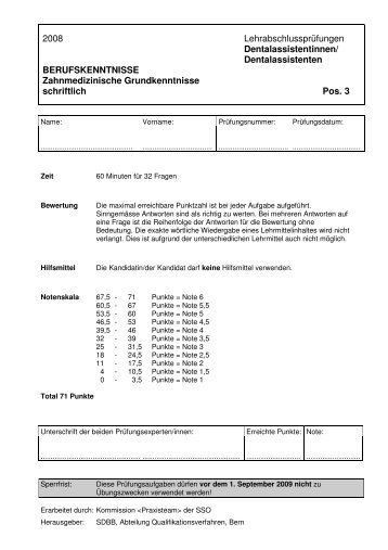 DAS - QV 2008 - Zahnmed. Kenntnisse Aufgaben