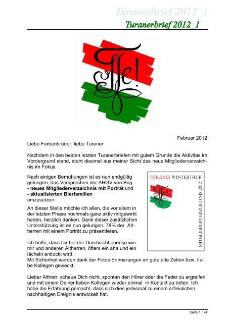 Turanerbrief vom Februar 2012 - Turania