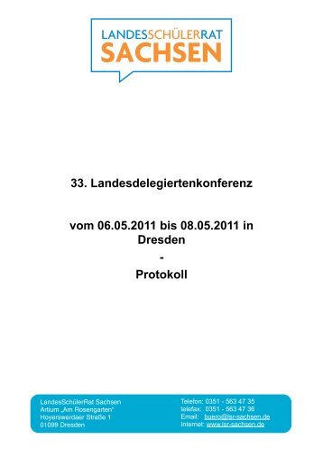 33. LDK — Dresden - LandesSchülerRat Sachsen