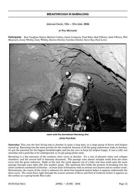 SUSS BULL 46(1) - Sydney University Speleological Society ...