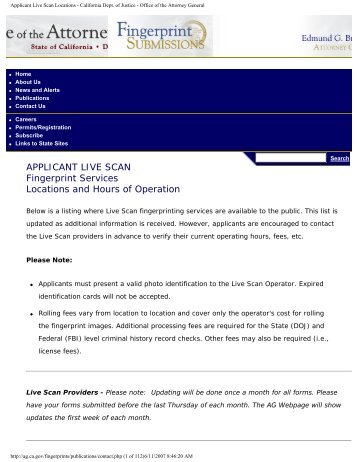 Applicant Live Scan Locations - California Dept. of Justice - Office of ...