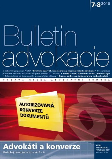 82.Bulletin advokacie - Číslo 7-8/2010 - Česká advokátní komora