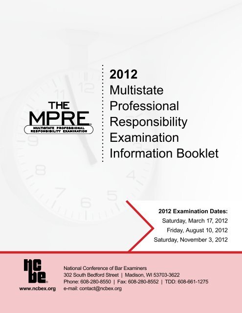 mpre information booklet national conference of bar examiners