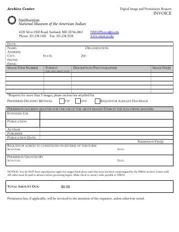NMAI Digital Image and Permissions Invoice Form - National ...