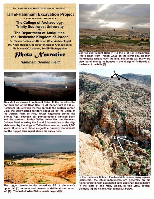 Photo Narrative - Tall el-Hammam Excavation Project, Jordan