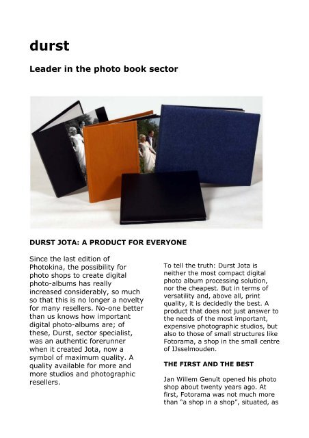 Durst Leader In The Photo Book Sector
