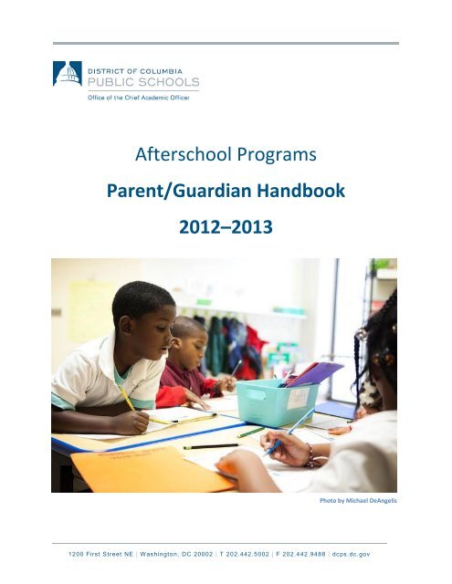 Afterschool Program Parent Handbook - Washington, District of ...