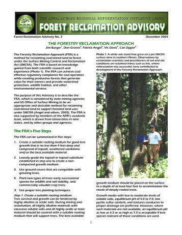 the forestry reclamation approach - ARRI - Office of Surface Mining