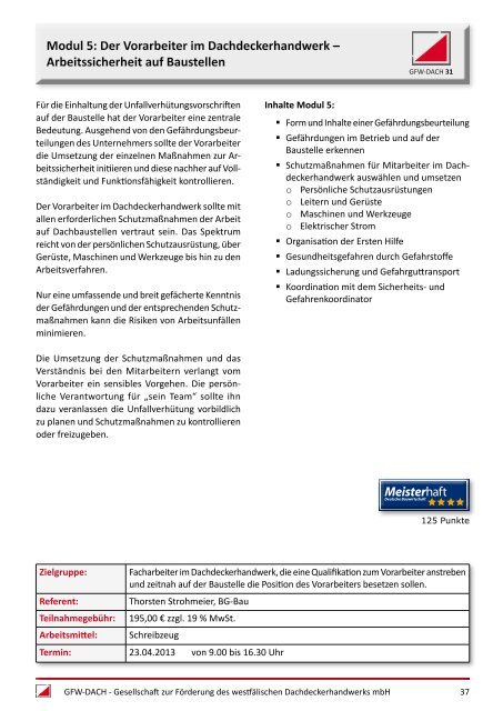 Gesamtprogramm 2013 zum Download - GFW Dach