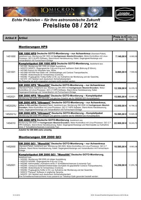 pdf-file 10 Micron Preisliste - Baader Planetarium