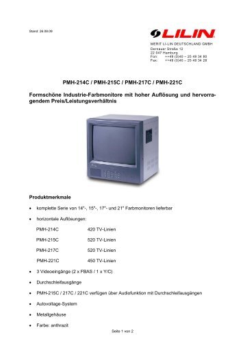 PMH-214C / PMH-215C / PMH-217C / PMH-221C Formschöne ...