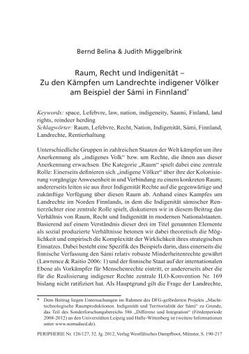 Raum, Recht und Indigenität – Zu den Kämpfen um ... - Peripherie