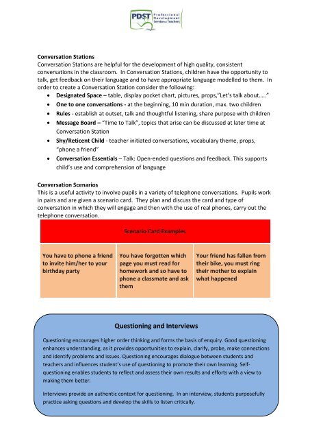 Five Components of Effective Oral Language Instruction - PDST