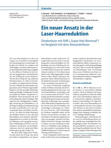 Ein neuer Ansatz in der Laser-Haarreduktion - Laserklinik Karlsruhe