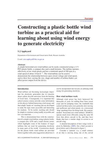 Constructing a plastic bottle wind turbine as a practical aid for ...
