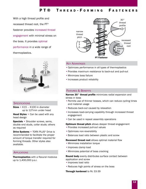 Threaded Fasteners for plastic - Infastech