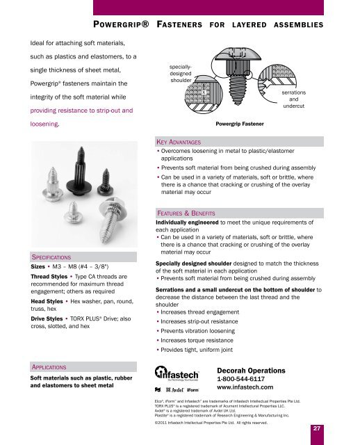 Threaded Fasteners for plastic - Infastech