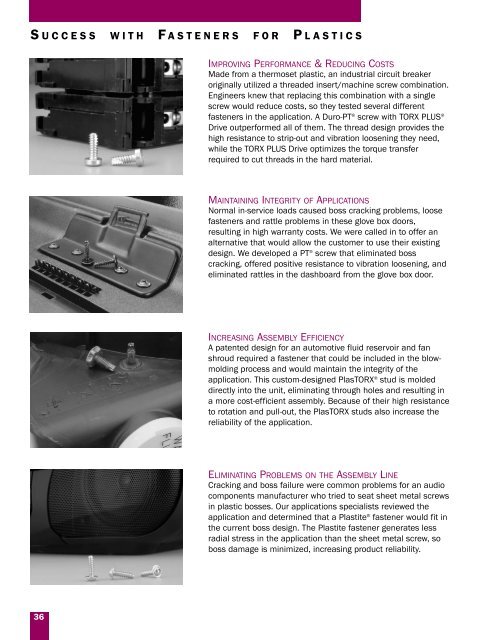 Threaded Fasteners for plastic - Infastech