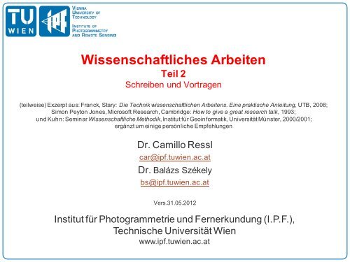 Wissenschaftliches Arbeiten - Technische Universität Wien
