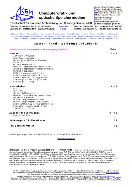 Messer Rakel Werkzeuge Und Zubehor Cgm Gmbh