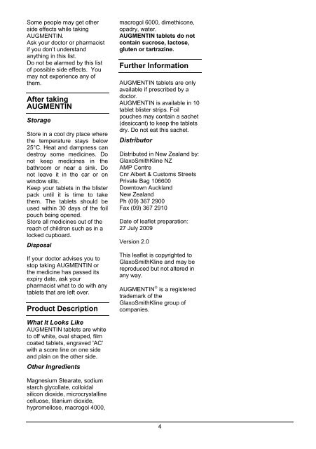 AUGMENTIN (Aug-men-tin) tablets - Medsafe