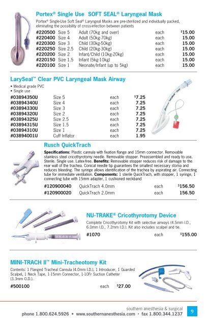 Kit Contents - Southern Anesthesia