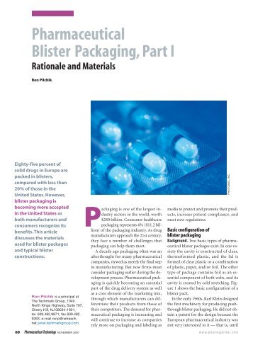 Pharmaceutical Blister Packaging, Part I - Pharmanet