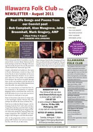 NEWSLETTER - August 2011 - Illawarra Folk Club Inc.