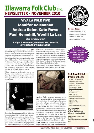 November - Illawarra Folk Club Inc.