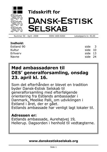 Mød ambassadøren til DES' generalforsamling, onsdag 23. april kl. 16.