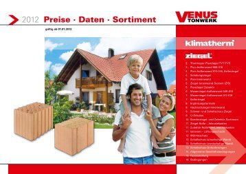 Preisliste - beim Venus Tonwerk