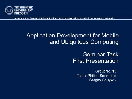 Application Development for Mobile and Ubiquitous Computing ...